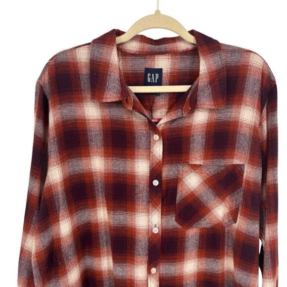 Gap Moana Plaid Flannel‎ Shirt Brown/Orange Size XL NWT - Picture 4 of 9